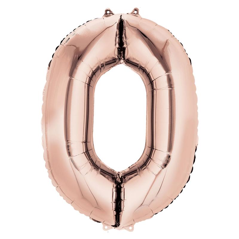 Air-Fill Rose Gold 16" Number Party Balloon 0