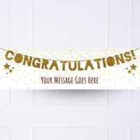 Gold Garland Congratulations Personalised Party Banner No Personalised Banner