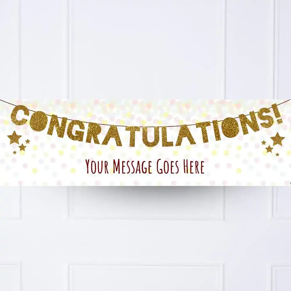Gold Garland Congratulations Personalised Party Banner No Personalised Banner