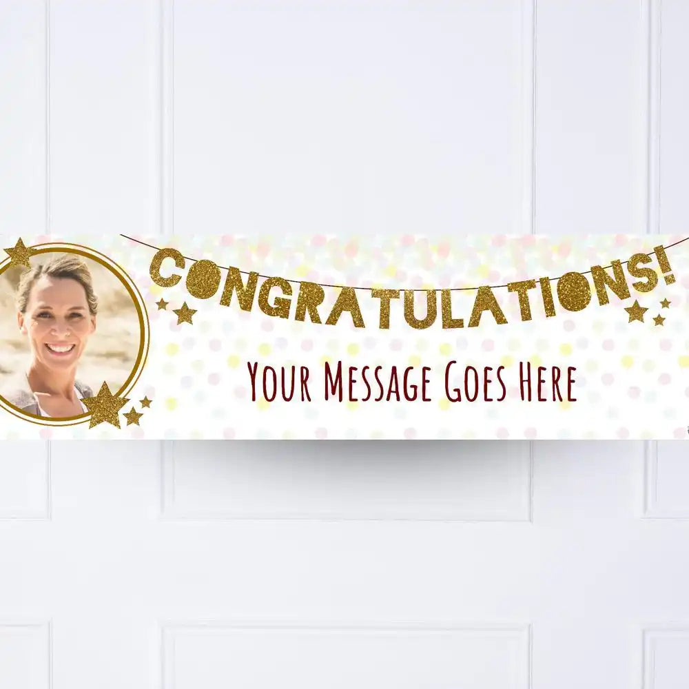 Gold Garland Congratulations Personalised Party Banner Yes Personalised Banner
