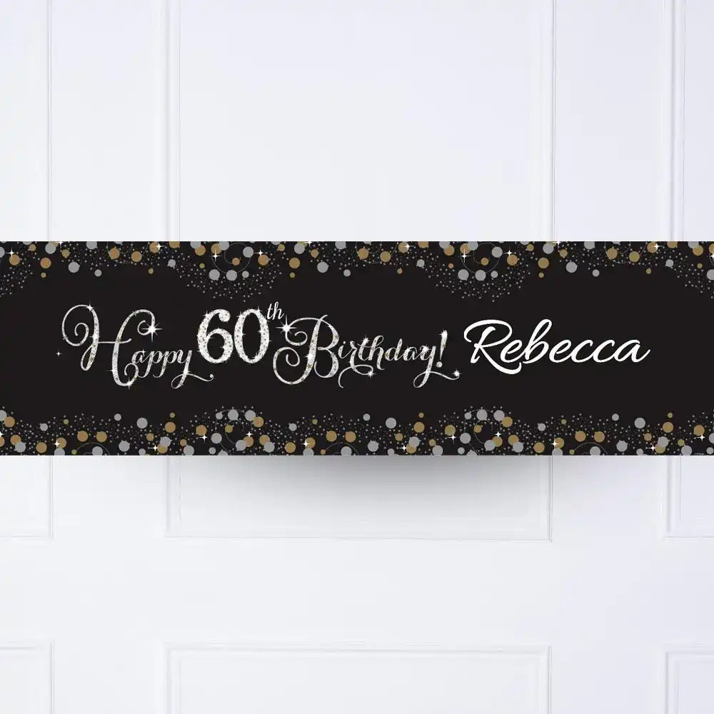 Gold Celebration 60th Personalised Party Banner No Personalised Banner