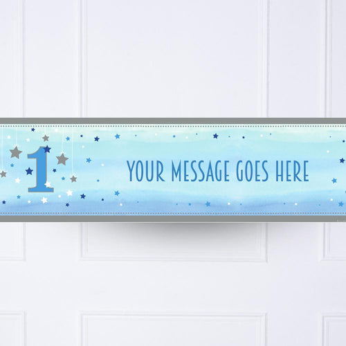 One Little Star Blue Personalised Party Banner