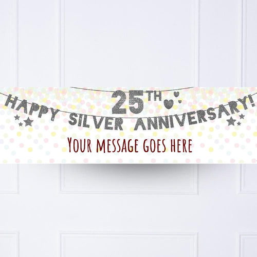 25th Silver Anniversary Personalised Party Banner