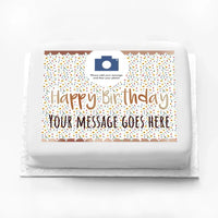Personalised Photo Cake - Rose Gold Floral Photo & Message Personalised Cake