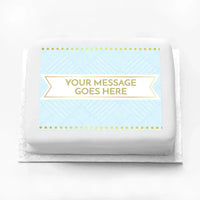 Personalised Photo Cake - Blue Pastel Message Only Large (up to 20 small portions) Personalised Cake