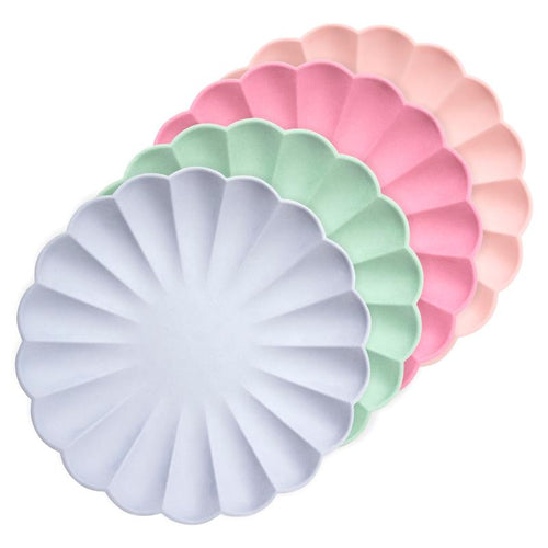 Large Multicolor Compostable Scalloped Party Plates (x8)