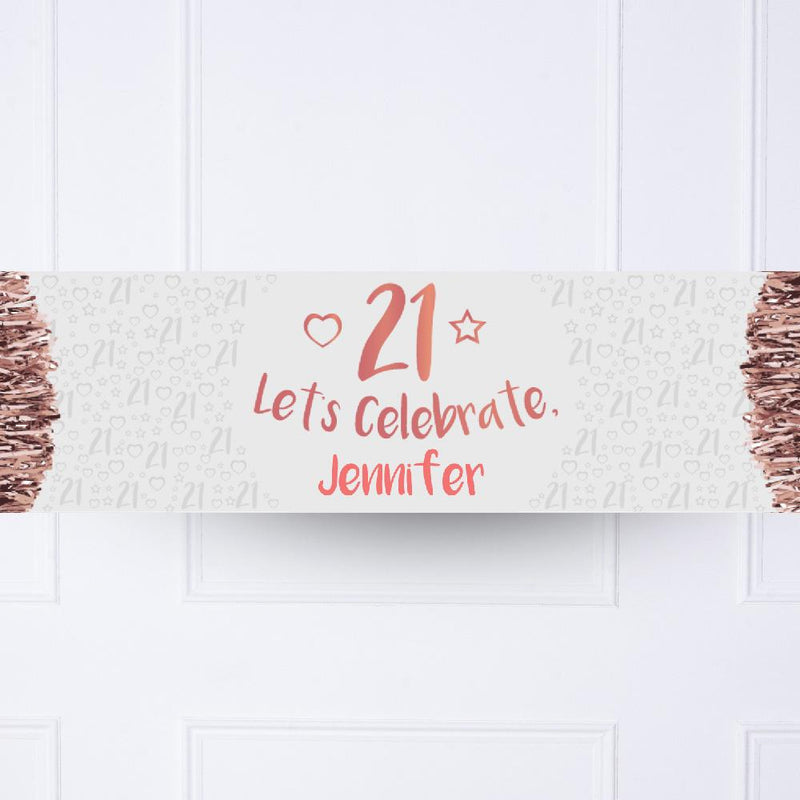 Rose Gold 21st Personalised Party Banner