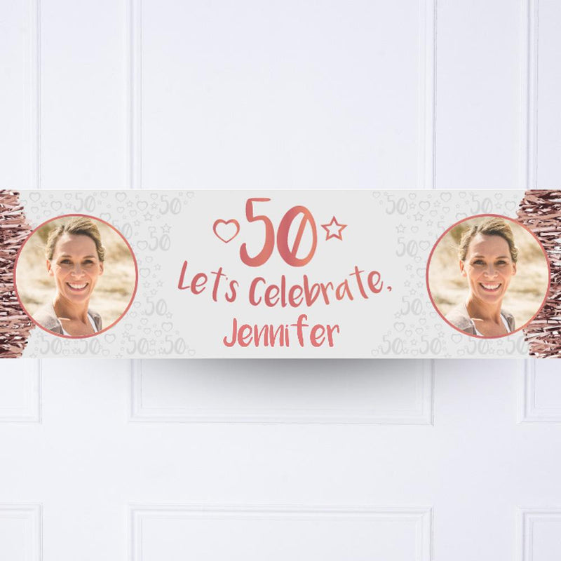 Rose Gold 50th Personalised Party Banner
