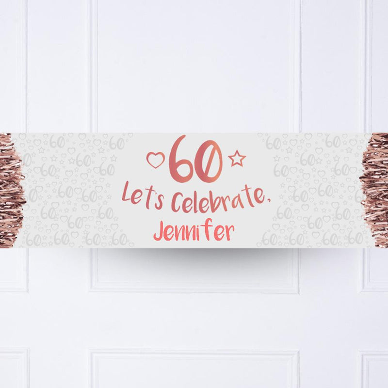 Rose Gold 60th Personalised Party Banner