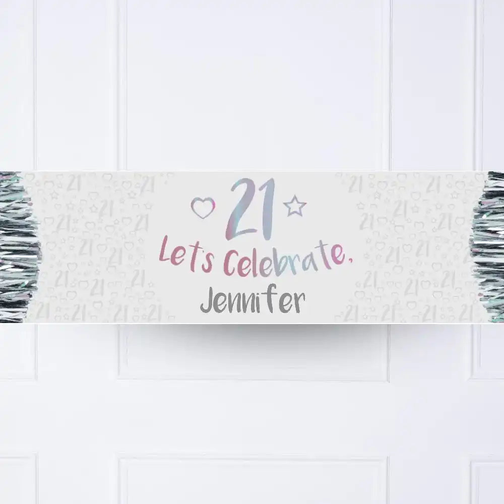 Iridescent 21st Personalised Party Banner Party Banners Party