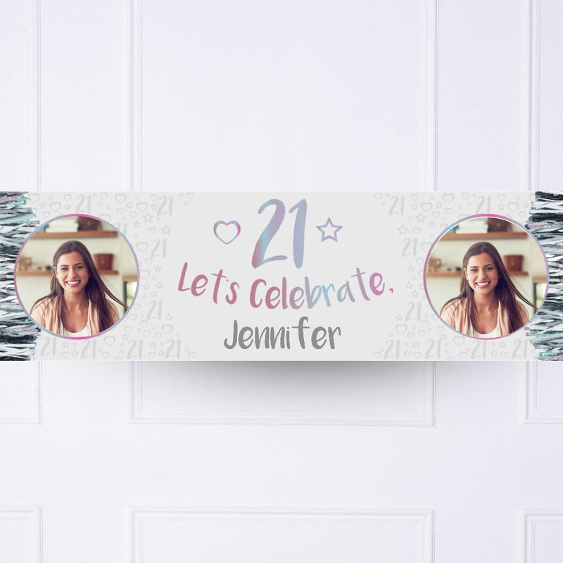 Iridescent 21st Personalised Party Banner