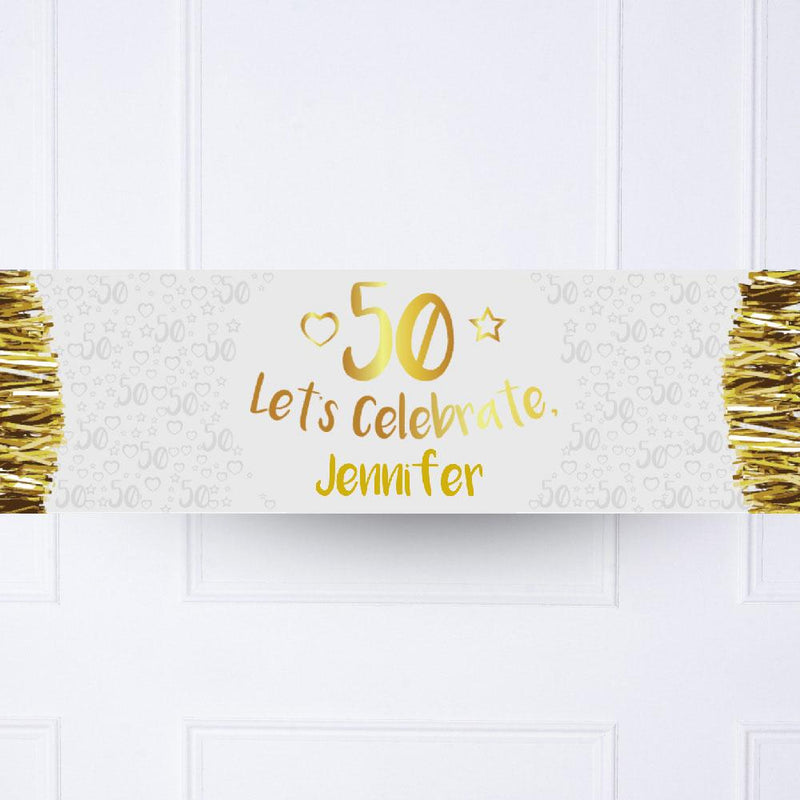 Gold 50th Personalised Party Banner