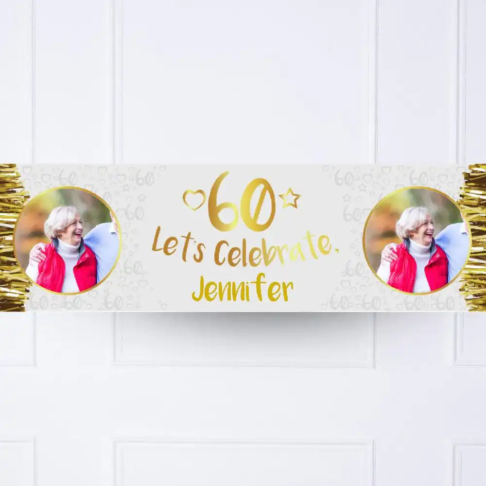 Gold 60th Personalised Party Banner Yes Personalised Banner