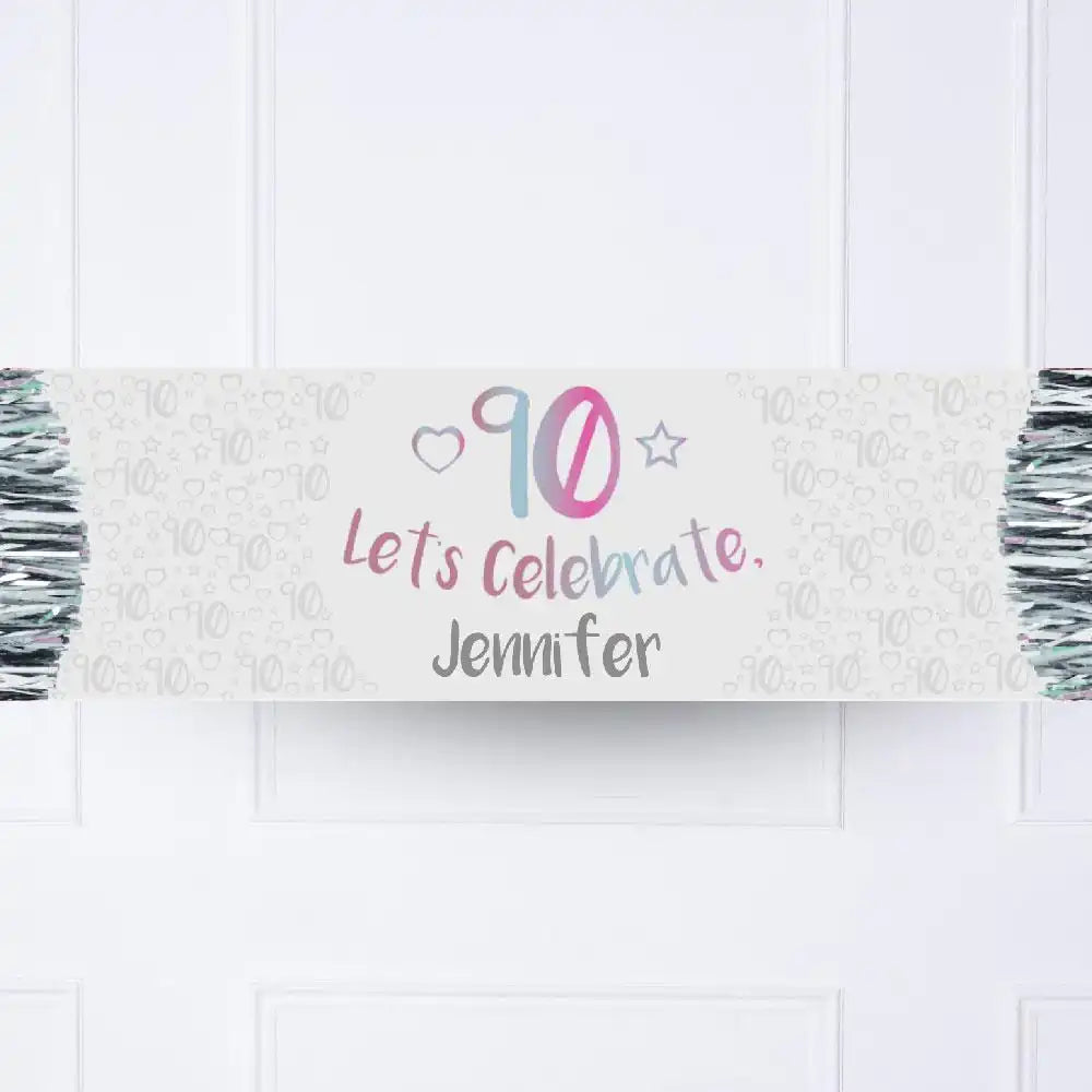 Iridescent 90th Personalised Party Banner Party Banners Party