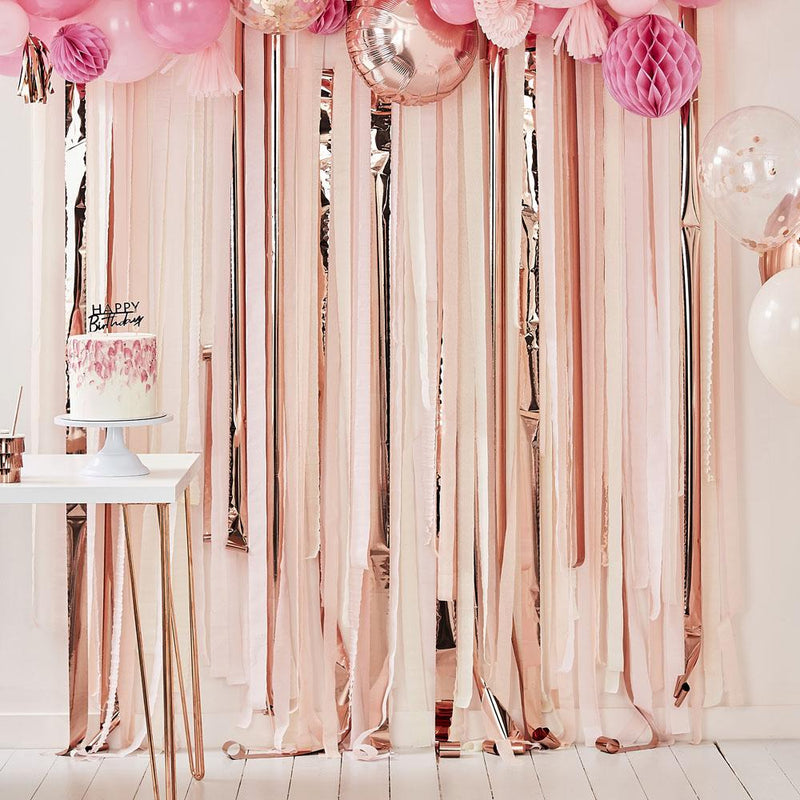 Pink And Rose Gold Streamer Backdrop