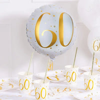 60th Birthday White Foil Balloon Milestone