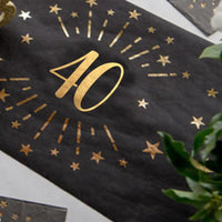 40th Birthday Black & Gold Sparkle Table Runner Milestone