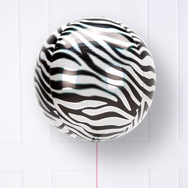 Zebra Print Orb Foil Balloon
