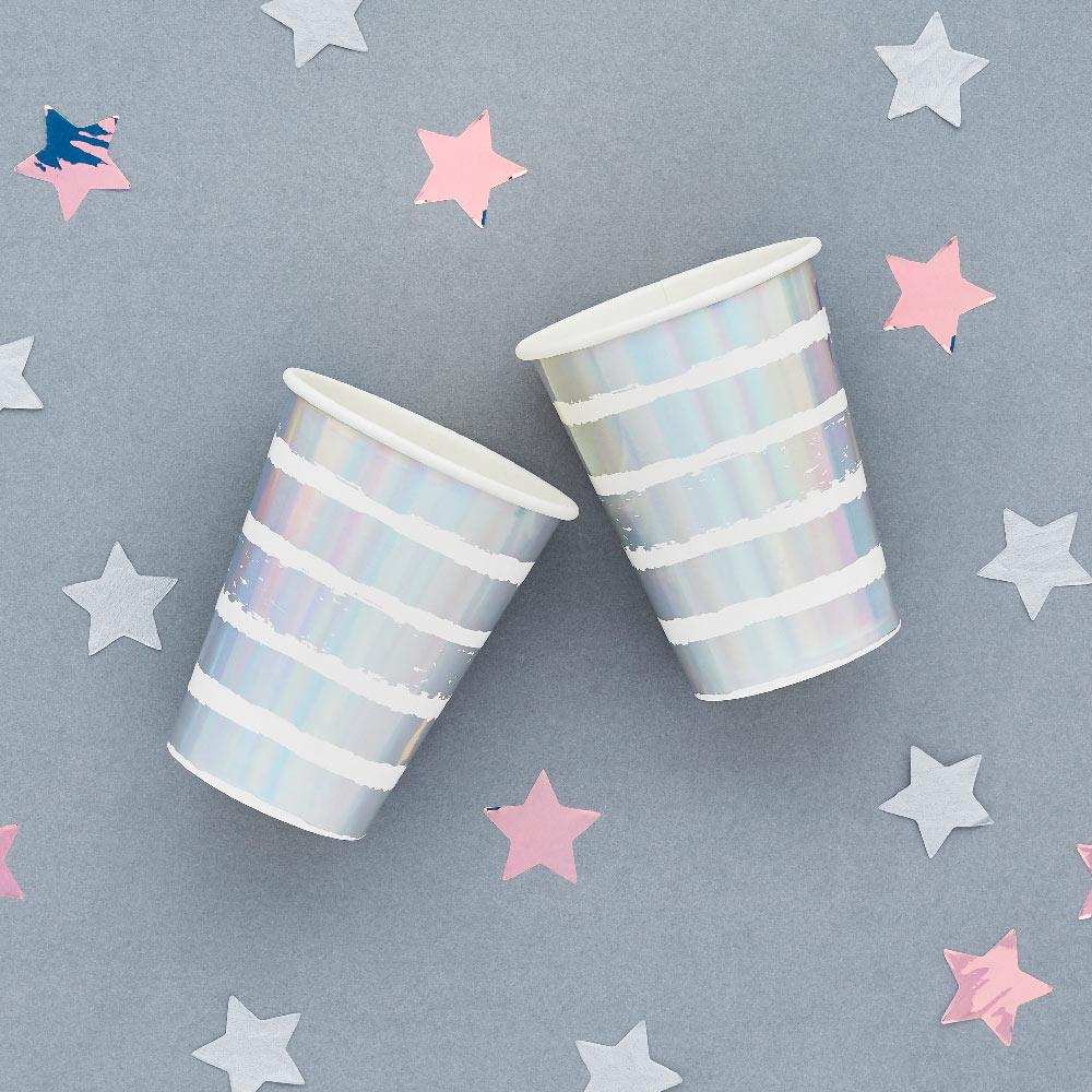 Iridescent Striped Paper Cups (x10) General Party