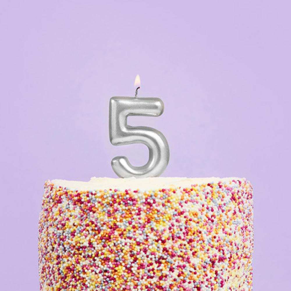 Silver Number 5 Candle Party Pieces