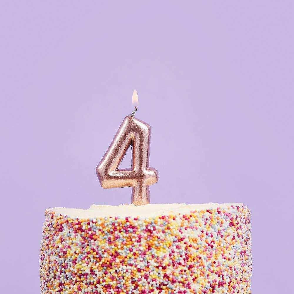 Rose Gold Number 4 Candle Party Pieces