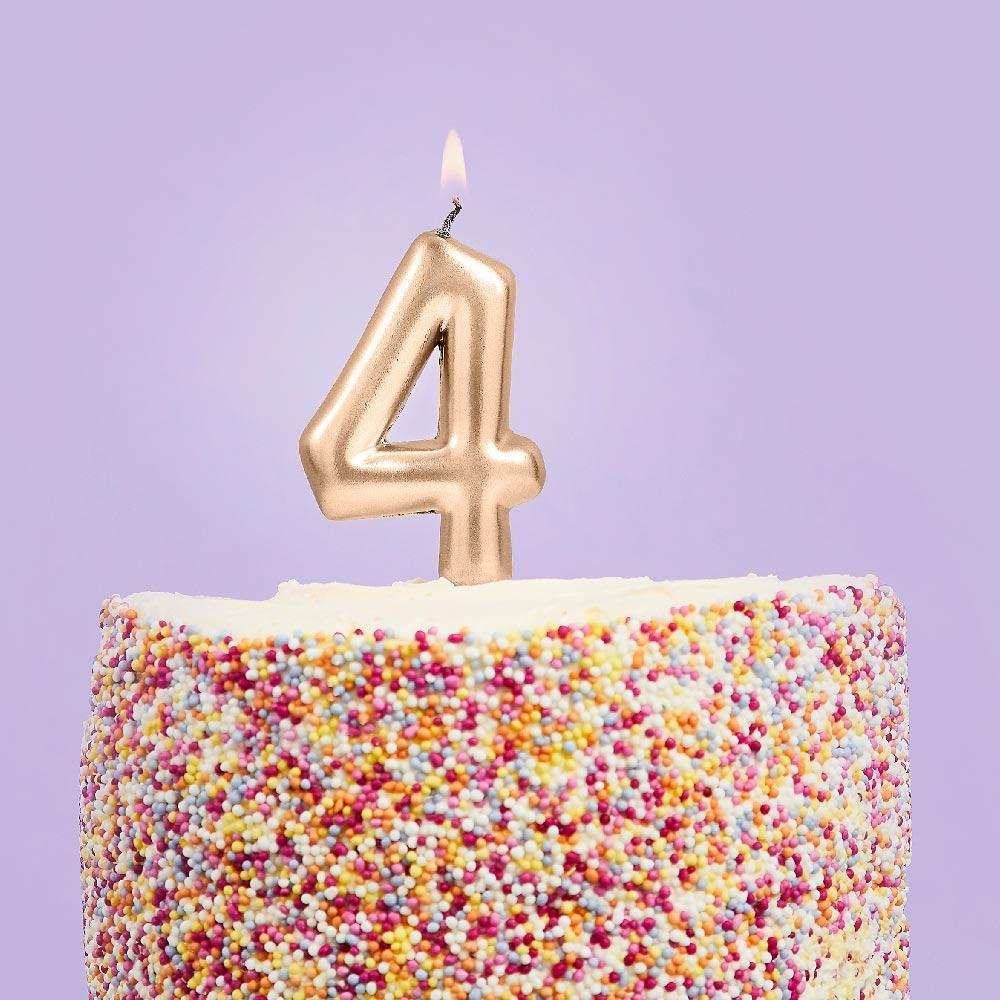 Gold Number 4 Candle Party Pieces