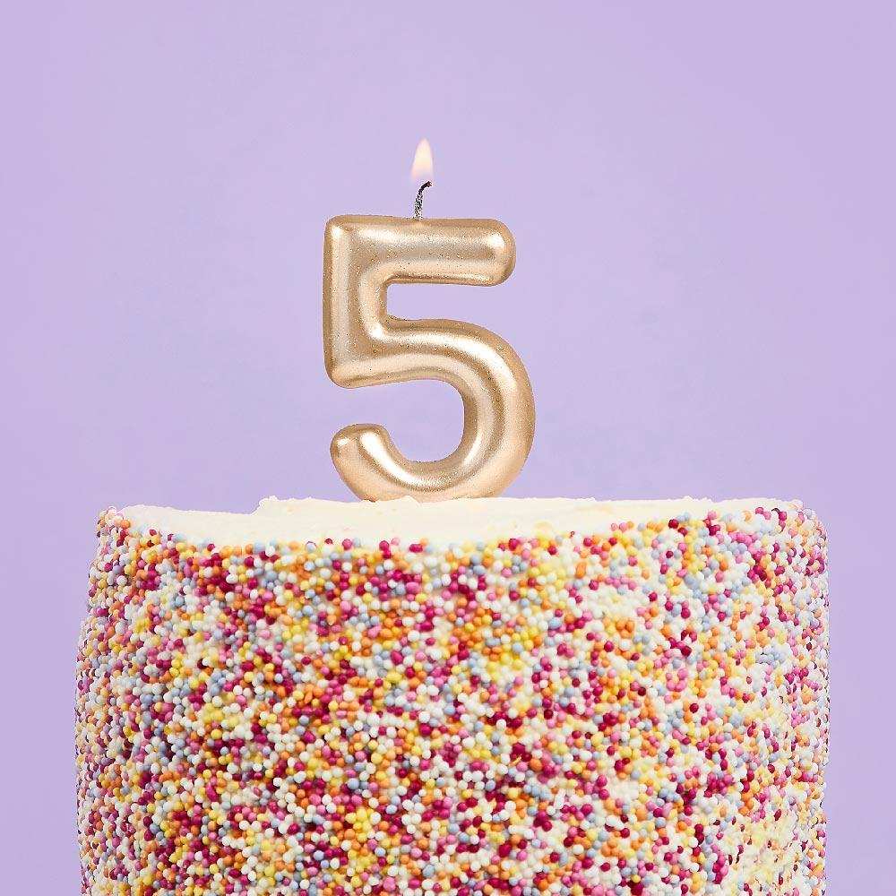 Gold Number 5 Candle Party Pieces