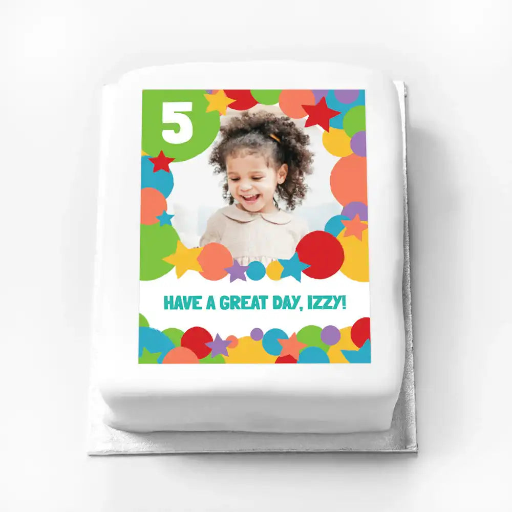 Personalised Photo Cake - Multicolour Brights Personalised Cake
