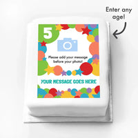 Personalised Photo Cake - Multicolour Brights Photo & Message Personalised Cake