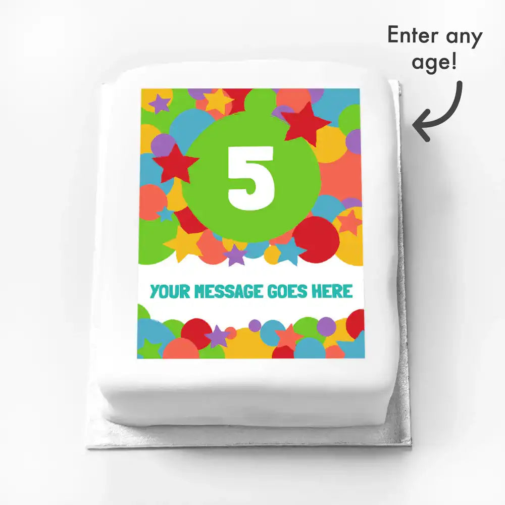 Personalised Photo Cake - Multicolour Brights Message Only Personalised Cake