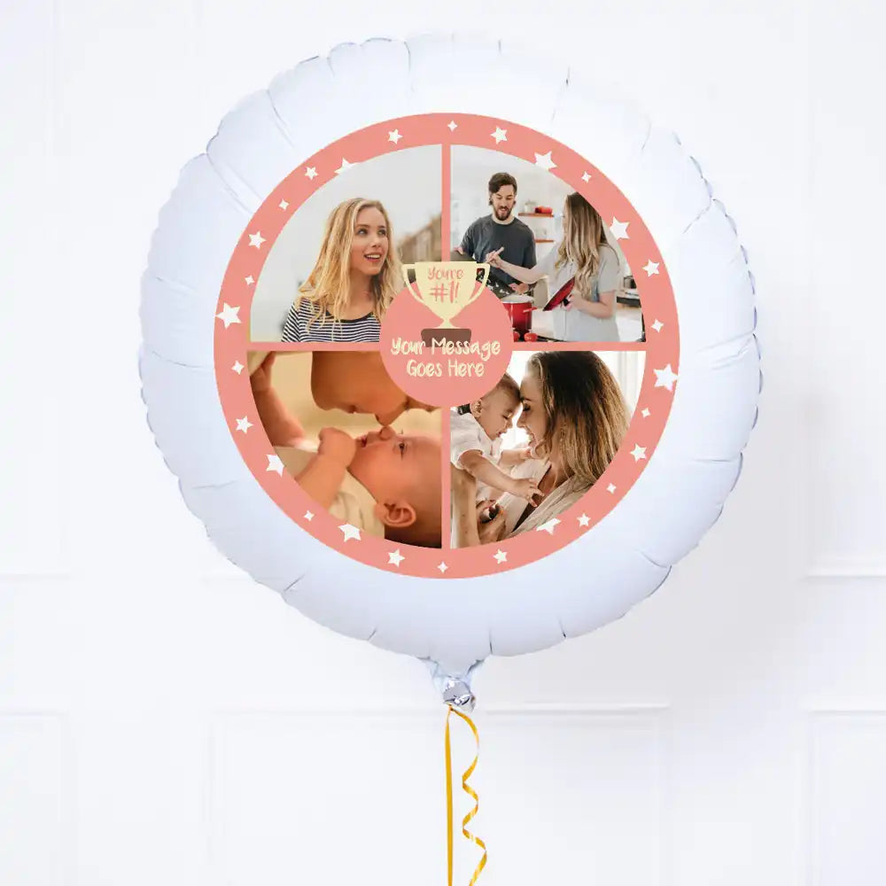 Personalised Photo Balloon - You’re Number 1: Pink Multi Photo Personalised Balloons