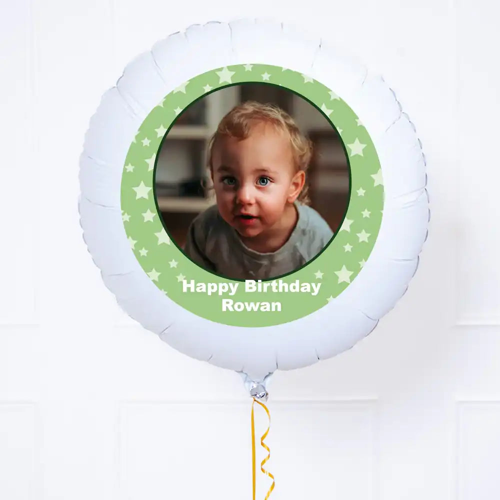 Personalised Photo Balloon – Green Star Personalised Balloons