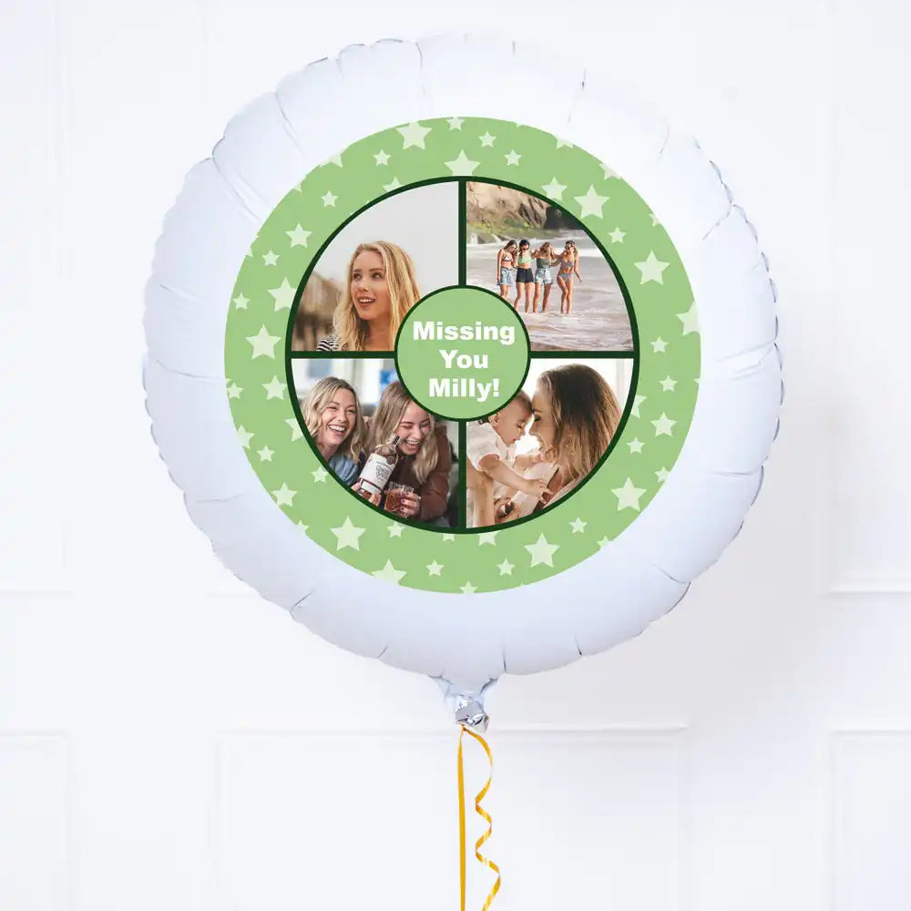 Personalised Photo Balloon – Green Star Multi Photo Personalised Balloons