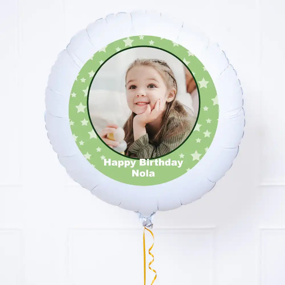 Personalised Photo Balloon – Green Star Personalised Balloons