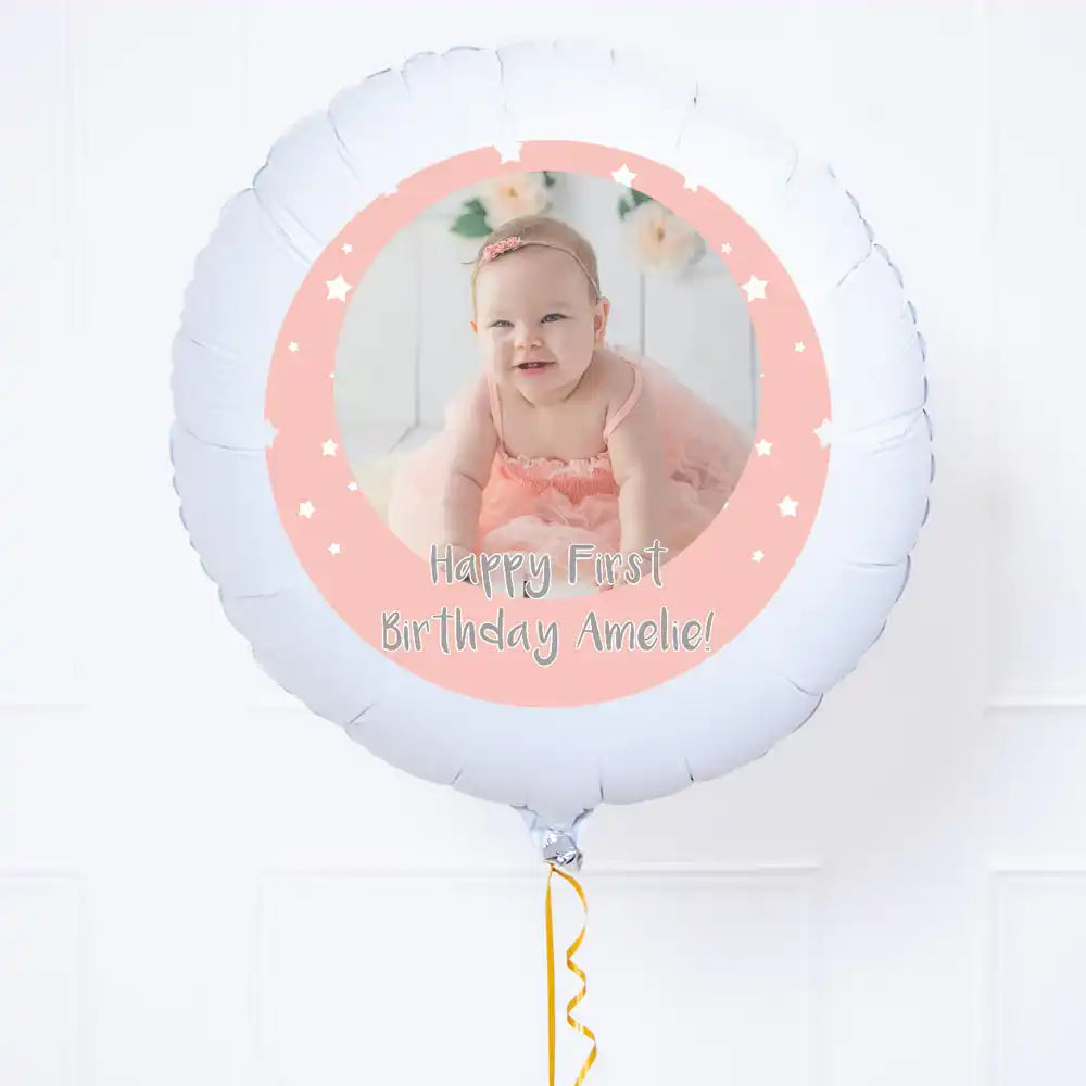 Personalised Photo Balloon – Pink Stars Personalised Balloons