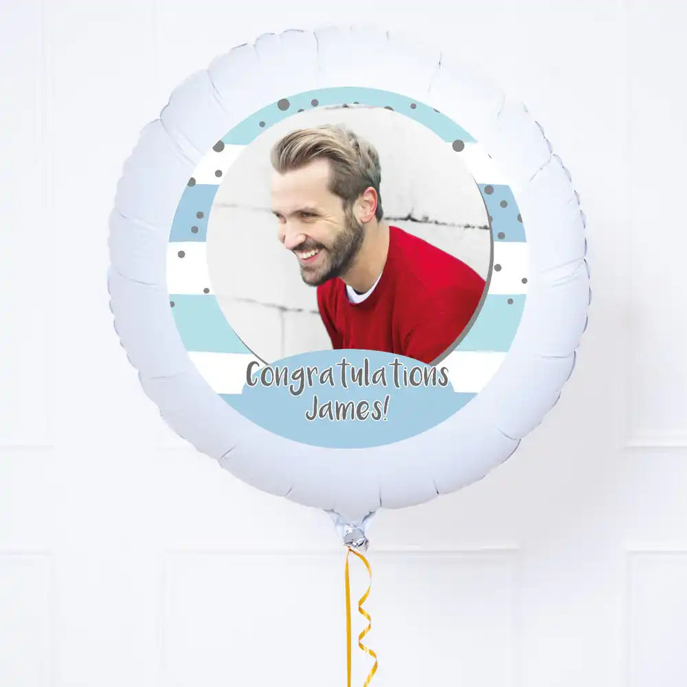 Personalised Photo Balloon – Blue Stripes Personalised Balloons