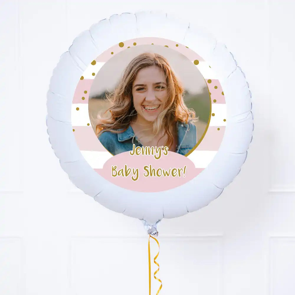 Personalised Photo Balloon – Pink Stripes Personalised Balloons