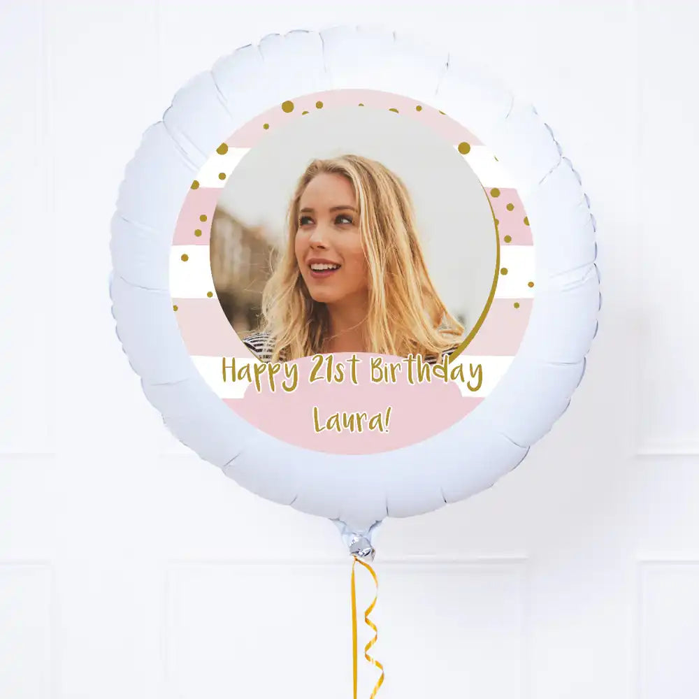 Personalised Photo Balloon – Pink Stripes Personalised Balloons