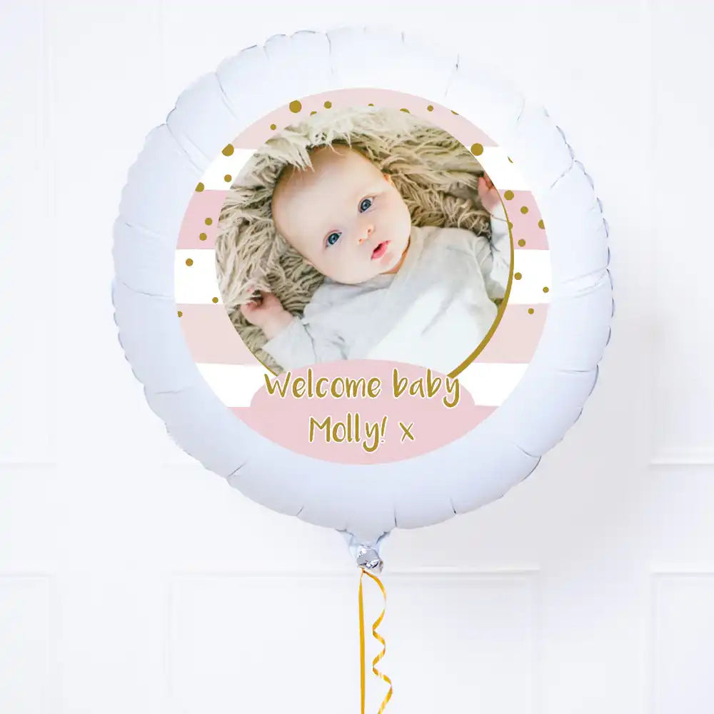 Personalised Photo Balloon – Pink Stripes Personalised Balloons