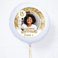 Personalised Photo Balloon - Any Age Birthday: White Lustre Personalised Balloons