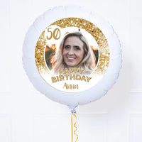 Personalised Photo Balloon - Any Age Birthday: White Lustre Personalised Balloons