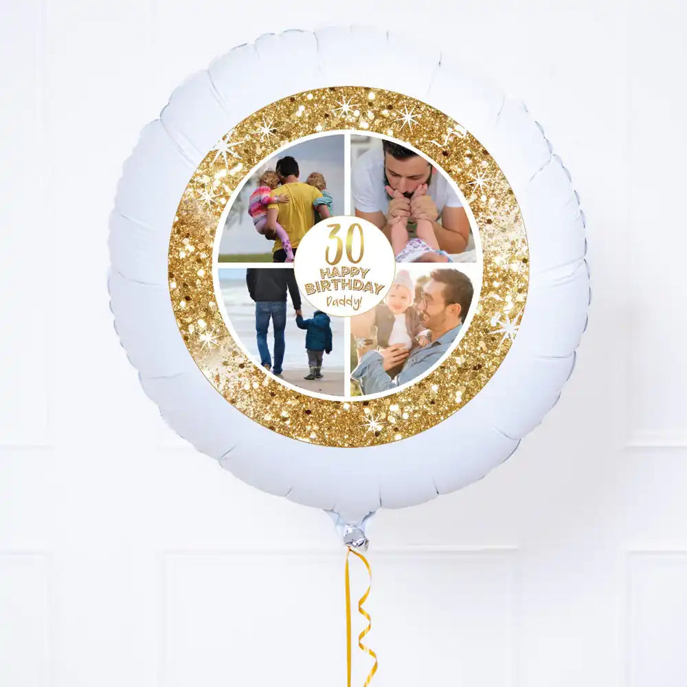 Personalised Photo Balloon - Any Age Birthday: White Lustre Multi Photo None Personalised Balloons