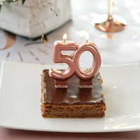 50th Birthday Rose Gold Candles Milestone