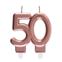 50th Birthday Rose Gold Candles Milestone