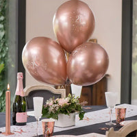 60th Birthday Rose Gold Latex Balloons (x6) Milestone