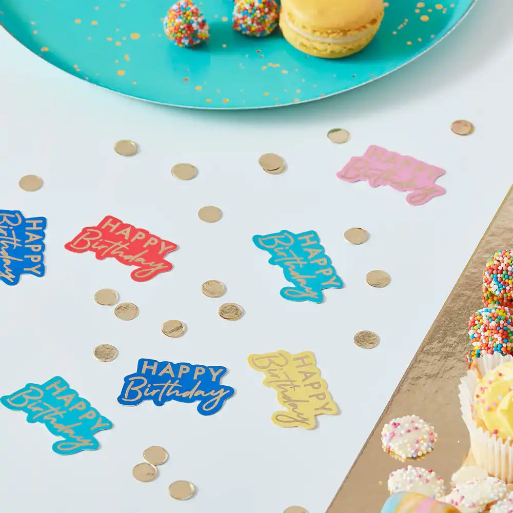 Happy Birthday Gold Foiled Table Confetti Party Pieces