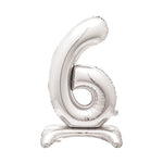 Silver Standing Number Balloon - 6