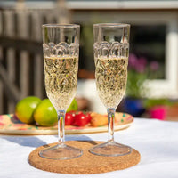 Acrylic Champagne Glass with Embossed Detail - Clear Summer