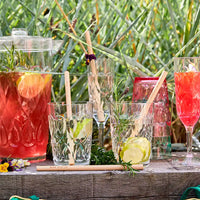 Acrylic Champagne Glass with Embossed Detail - Clear Summer