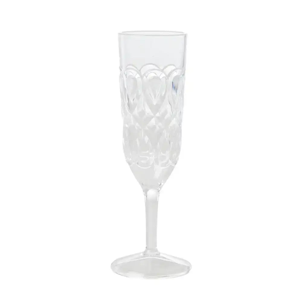 Acrylic Champagne Glass with Embossed Detail - Clear Summer